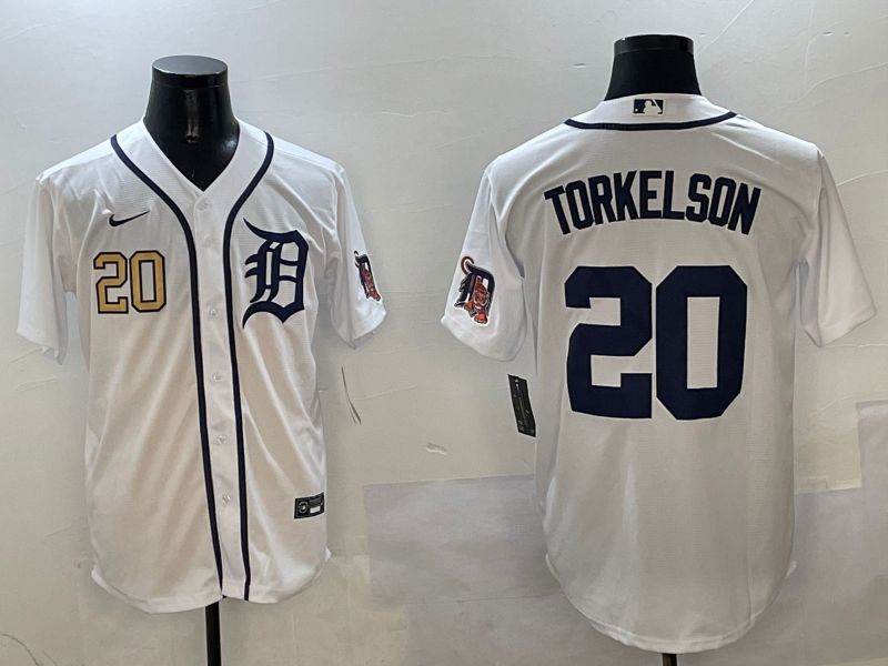 Men Detroit Tigers #20 Torkelson White Game 2025 Nike MLB Jersey style 2